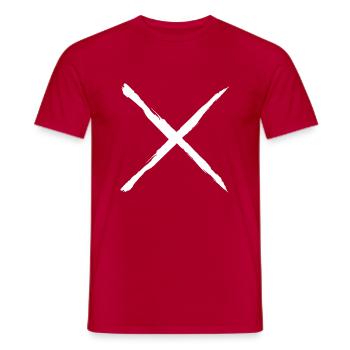 weisses Kreuz auf dunklem Hintergrund gepinselt - Männer T-Shirt - Rot - Vorne - AI Model Male 178 dark (178cm)