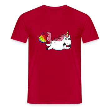 Farting licorne arc-en-ciel - T-shirt homme - rouge - Devant - AI Model Male 178 dark (178cm)