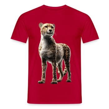 Guépard Guépard Gros chat Amoureux des chats Guépard - T-shirt homme - rouge - Devant - AI Model Male 178 dark (178cm)