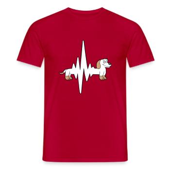 Hund Langer Dackel Puls Herzschlag Frequenz Lustig - Männer T-Shirt - Rot - Vorne - AI Model Male 178 dark (178cm)