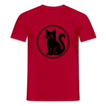 Chat noir - T-shirt homme - rouge - Devant - AI Model Male 178 dark (178cm)