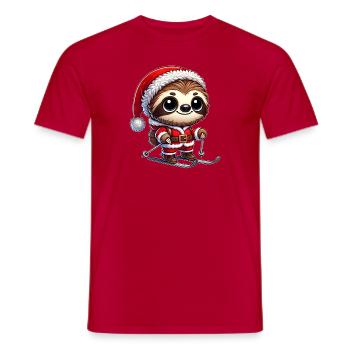 Weihnachtsfaultier Ski Wintersport Spaß - Männer T-Shirt - Rot - Vorne - AI Model Male 178 dark (178cm)