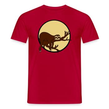 nacht mond sonne abend rund kreis faultier entspan - Männer T-Shirt - Rot - Vorne - AI Model Male 178 dark (178cm)