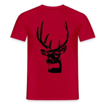 Hirsch Wald Geweih Jagd - Männer T-Shirt - Rot - Vorne - AI Model Male 178 dark (178cm)