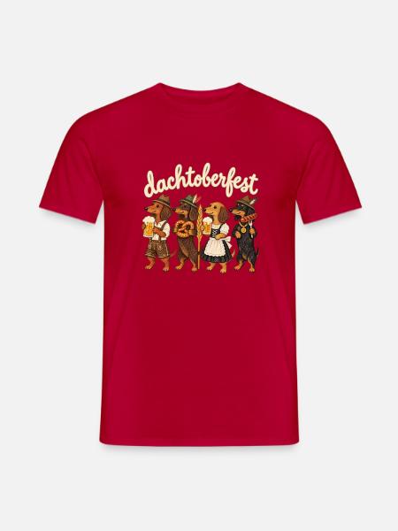 Dackel in Tracht mit Bier & Brezel - Männer T-Shirt - Rot