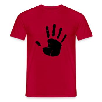 hand_01 - Men's T-Shirt - red - Front - AI Model Male 178 dark (178cm)