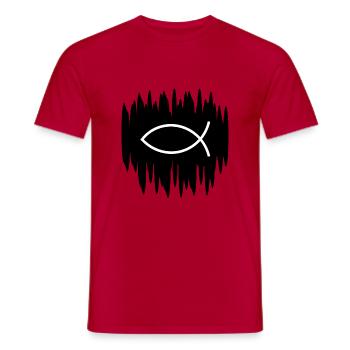 Jésus Poisson Blanc Noir Ichthys Poisson Poisson - T-shirt homme - rouge - Devant - AI Model Male 178 dark (178cm)