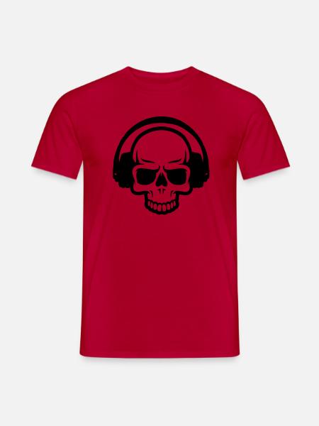 skull and headphones - Men's T-Shirt - red