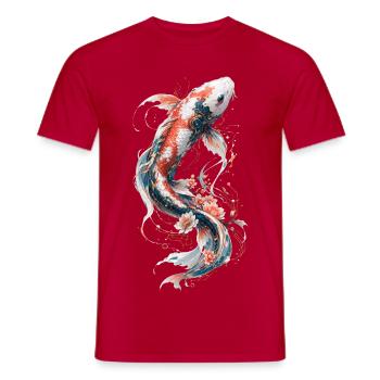 Koi mécanique florale - T-shirt homme - rouge - Devant - AI Model Male 178 dark (178cm)