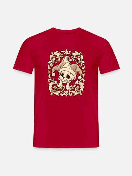Niedlicher Totenkopf mit Narrenmütze - Männer T-Shirt - Rot