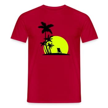Paradise - Palm trees and sunset - Men's T-Shirt - red - Front - AI Model Male 178 dark (178cm)