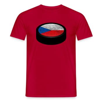 Team Czech Republic Hockey Puck - Men's T-Shirt - red - Front - AI Model Male 178 dark (178cm)