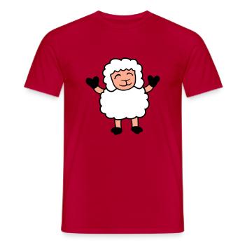 mouton bébé se tient mignon mignon agneau mignon enfant heureux - T-shirt homme - rouge - Devant - AI Model Male 178 dark (178cm)