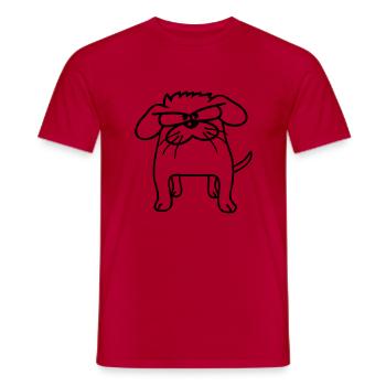 Dog animal looks angry angry serious aggressive sour - Men's T-Shirt - red - Front - AI Model Male 178 dark (178cm)