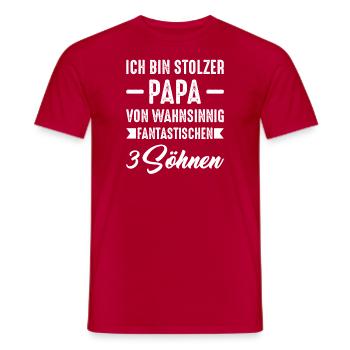 Papa 3 Söhne Papa von 3 Söhnen Geschenk - Männer T-Shirt - Rot - Vorne - AI Model Male 178 dark (178cm)