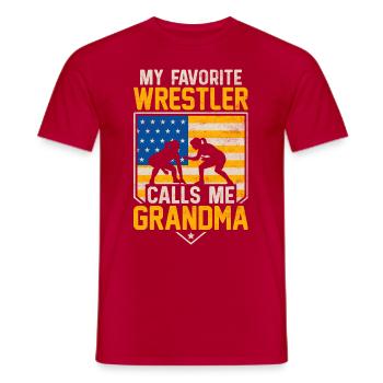 Mon lutteur préféré m’appelle Grand-mère - T-shirt homme - rouge - Devant - AI Model Male 178 dark (178cm)