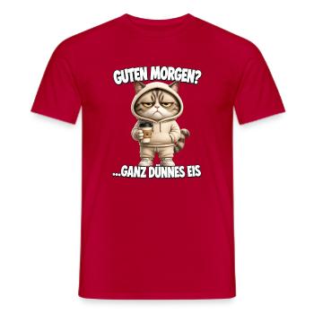 Lustiges Morgenmuffel Design mit Kaffee - Männer T-Shirt - Rot - Vorne - AI Model Male 178 dark (178cm)