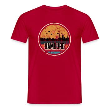 Hamburg Skyline City - Retro Vintage - Männer T-Shirt - Rot - Vorne - AI Model Male 178 dark (178cm)