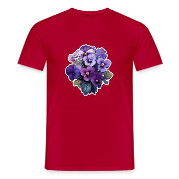 Pansy lots of flowers - Men's T-Shirt - red - Front - AI Model Male 178 dark (178cm)