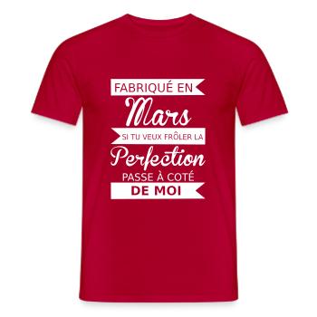 Fabriqué en mars - Men's T-Shirt - red - Front - AI Model Male 178 dark (178cm)