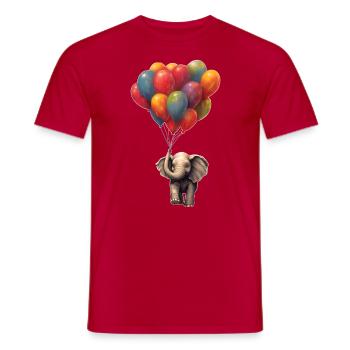 Elephant with balloon - Men's T-Shirt - red - Front - AI Model Male 178 dark (178cm)