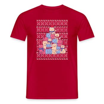 Pull de Noël laid sapin de chats - T-shirt homme - rouge - Devant - AI Model Male 178 dark (178cm)