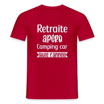 Retraite apéro camping car toute l'année - T-shirt homme - rouge - Devant - AI Model Male 178 dark (178cm)