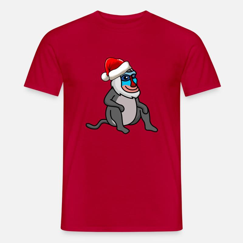 Monkey affe Weihnachten - Männer T-Shirt - Rot
