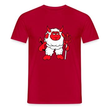 Mouton Diable Satan Enfer Mal Trident Cornes Cool - T-shirt homme - rouge - Devant - AI Model Male 178 dark (178cm)