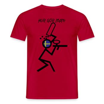 Schwedischer Paintball-Spieler lädt seinen Markierer wieder auf - Männer T-Shirt - Rot - Vorne - AI Model Male 178 dark (178cm)