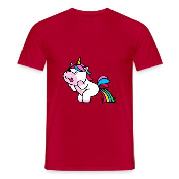 Einhorn Regenbogen Lustig - Männer T-Shirt - Rot - Vorne - AI Model Male 178 dark (178cm)