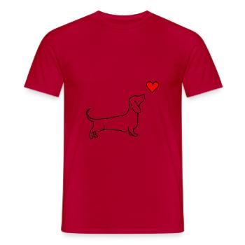 Teckel chien amour coeur - T-shirt homme - rouge - Devant - AI Model Male 178 dark (178cm)