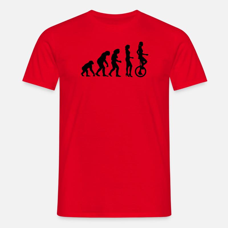 evolution_einradfahrerin_1c - T-shirt Homme - rouge