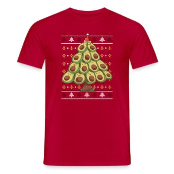 Pull de Noël laid: sapin de Noël avocat - T-shirt homme - rouge - Devant - AI Model Male 178 dark (178cm)