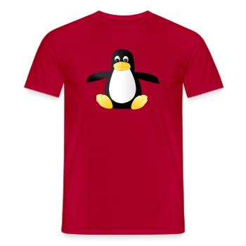 Pingouin dessin animé Focus Portrait - T-shirt homme - rouge - Devant - AI Model Male 178 dark (178cm)