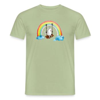 Einhorn Schaukel Regenbogen - Männer T-Shirt - Sage - Vorne - AI Model Male 178 light (178cm)
