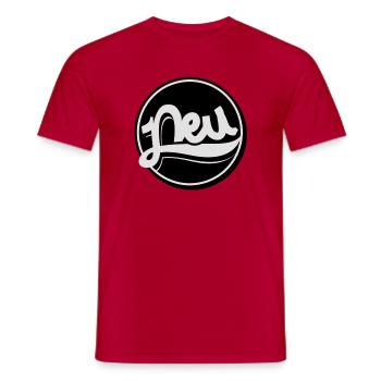 New Button - Men's T-Shirt - red - Front - AI Model Male 178 dark (178cm)