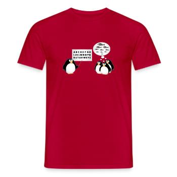 École - Pingouin - T-shirt homme - rouge - Devant - AI Model Male 178 dark (178cm)