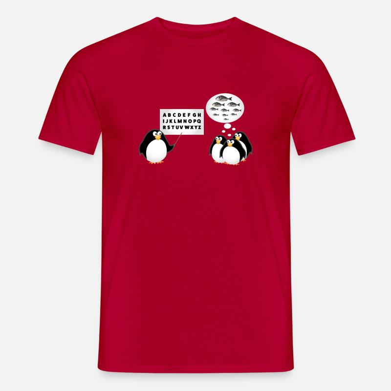 Schule - Pinguin - Männer T-Shirt - Rot