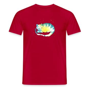 Sleeping cat. I have to think. - Men's T-Shirt - red - Front - AI Model Male 178 dark (178cm)