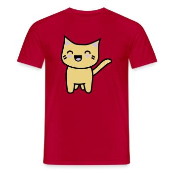 Kawaii Kitteh freut sich - Männer T-Shirt - Rot - Vorne - AI Model Male 178 dark (178cm)