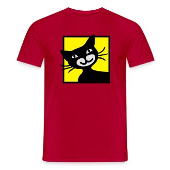 Katze - Männer T-Shirt - Rot - Vorne - AI Model Male 178 dark (178cm)
