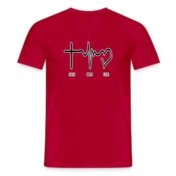 Faith, hope, love, faith, hope, love, god - Men's T-Shirt - red - Front - AI Model Male 178 dark (178cm)