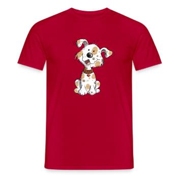 Kleiner Happy Hund I Hundehalter Geschenk - Männer T-Shirt - Rot - Vorne - AI Model Male 178 dark (178cm)
