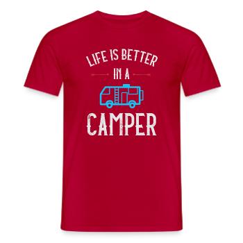 Das Leben ist besser in einem Camper - Männer T-Shirt - Rot - Vorne - AI Model Male 178 dark (178cm)