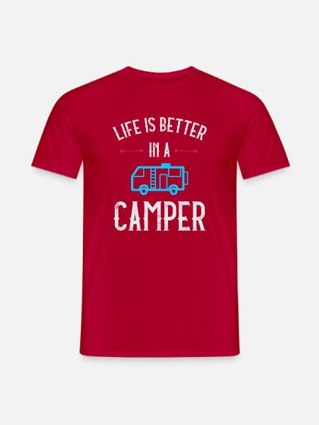 Het leven is beter in een camper - Heren T-shirt - rood