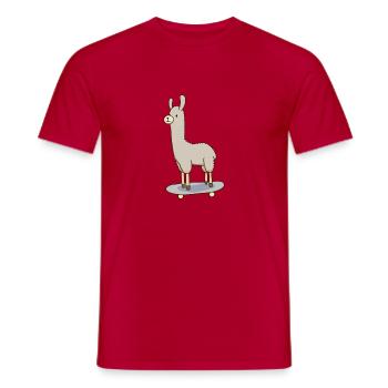 Lama skateboard - T-shirt homme - rouge - Devant - AI Model Male 178 dark (178cm)