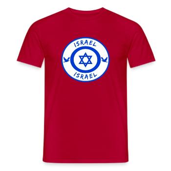 Israel Circle with National Flag Gift - Men's T-Shirt - red - Front - AI Model Male 178 dark (178cm)