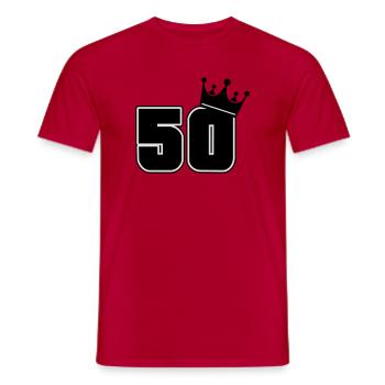 50 - Men's T-Shirt - red - Front - AI Model Male 178 dark (178cm)