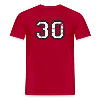Nombre 30 Trente Design Anniversaire - T-shirt homme - rouge - Devant - AI Model Male 178 dark (178cm)